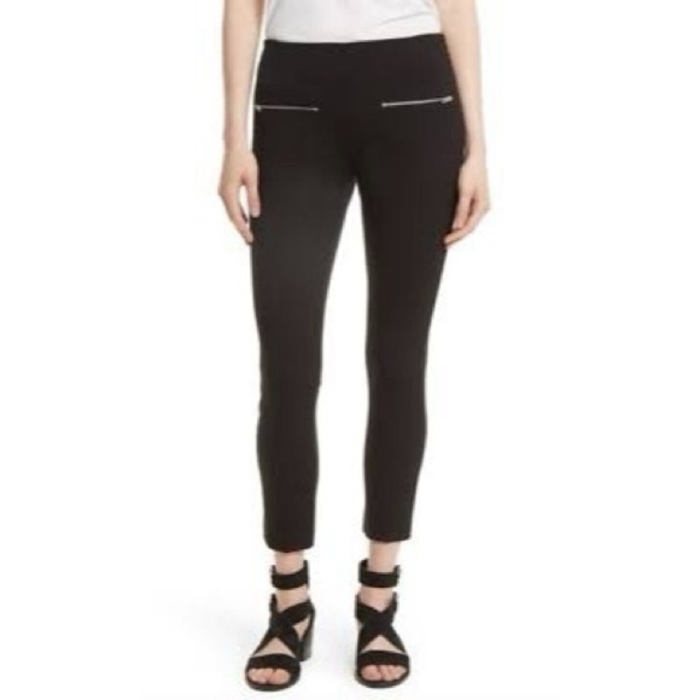 RAG & BONE Women Annie Exposed Zipper Ponte Stretch Cropped Black Pants Size 6